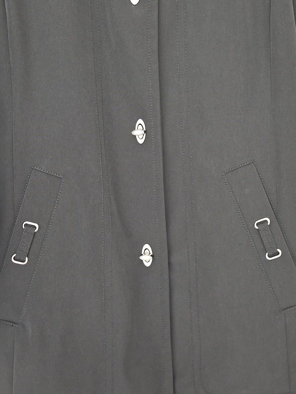 NWOT - Anne Klein Black Trench Coat with Silver Clasps - Picture 2 of 7